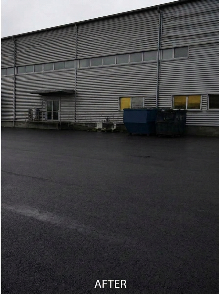 Industriyta i Backa före och efter omläggning av asfalt