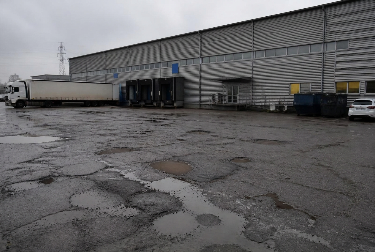 Industriyta i Backa före och efter omläggning av asfalt